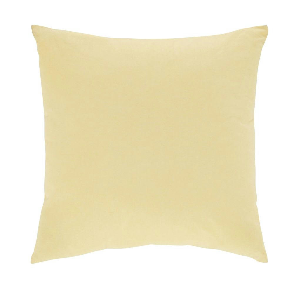 - Coussin en coton imprimé jaune 45x45