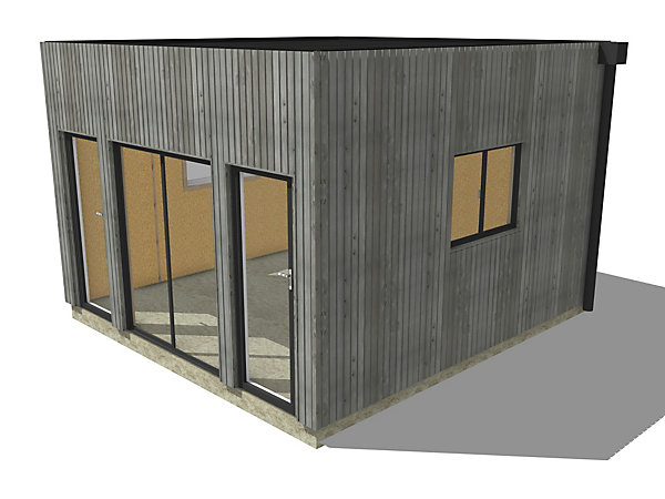 Bureau de jardin 4 saisons en bois 4,4 x 4,6 x 3,2 m / isolation RE2020