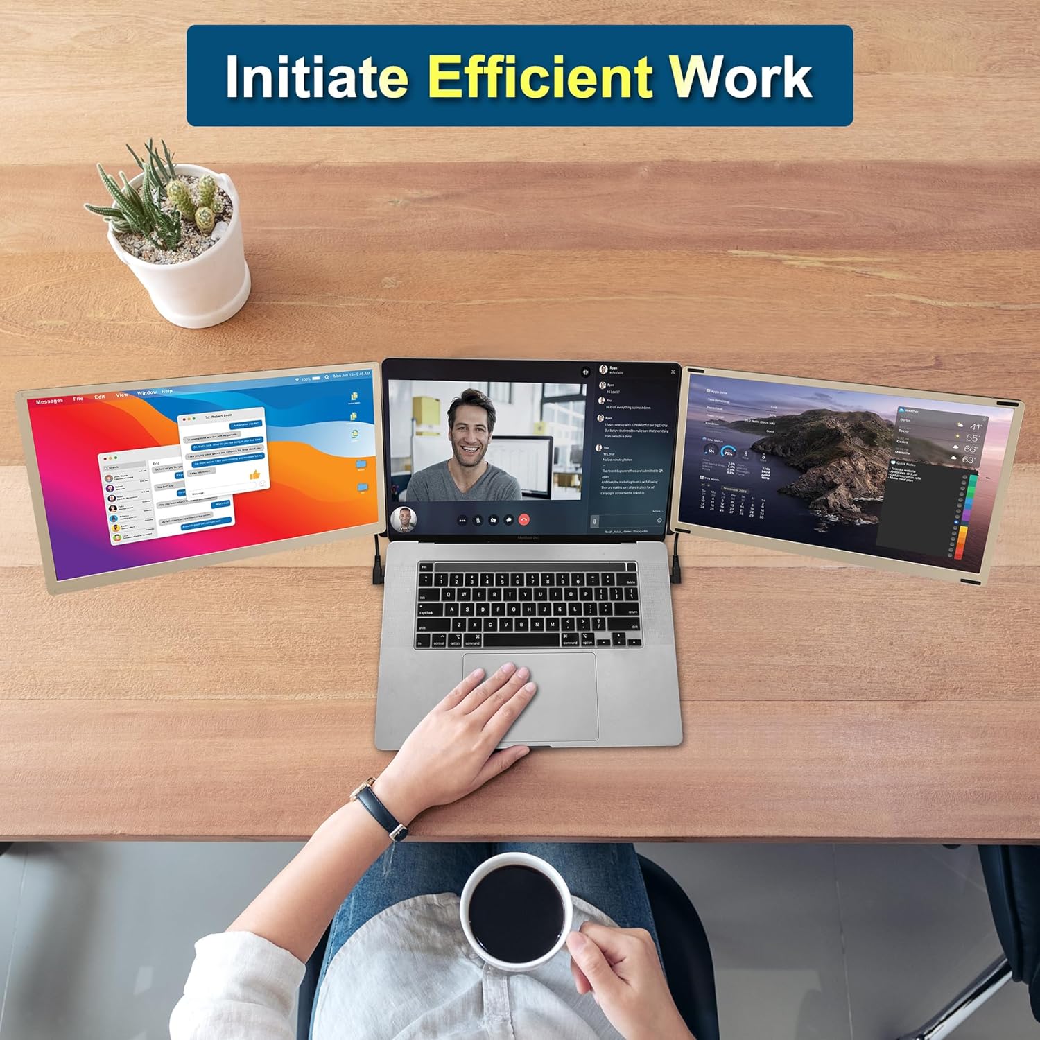 Alecewey Laptop Screen Extender  15.6 inch Triple Screen Laptop Monitor Extender FHD 1080P HDMI Detached Extended Portable Dual Monitor for 12-17'' Laptops with Window Mac Android