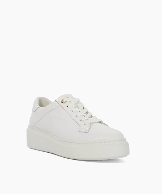 Evienne White - Leather Lace-Up Chunky Trainers