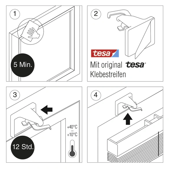 Klebeträger, weiß, metall|kunststoff, Zubehör für Aluminium-Jalousie