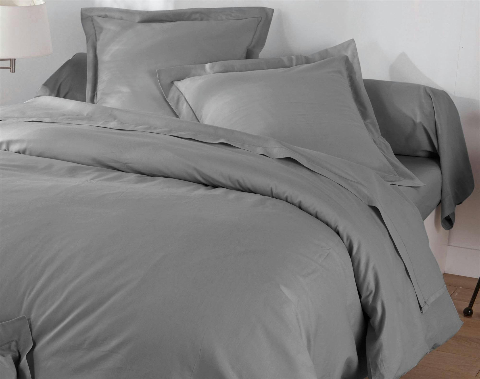 COTON UNI LAURÉAT - Housse de couette 260x240 gris minéral en coton