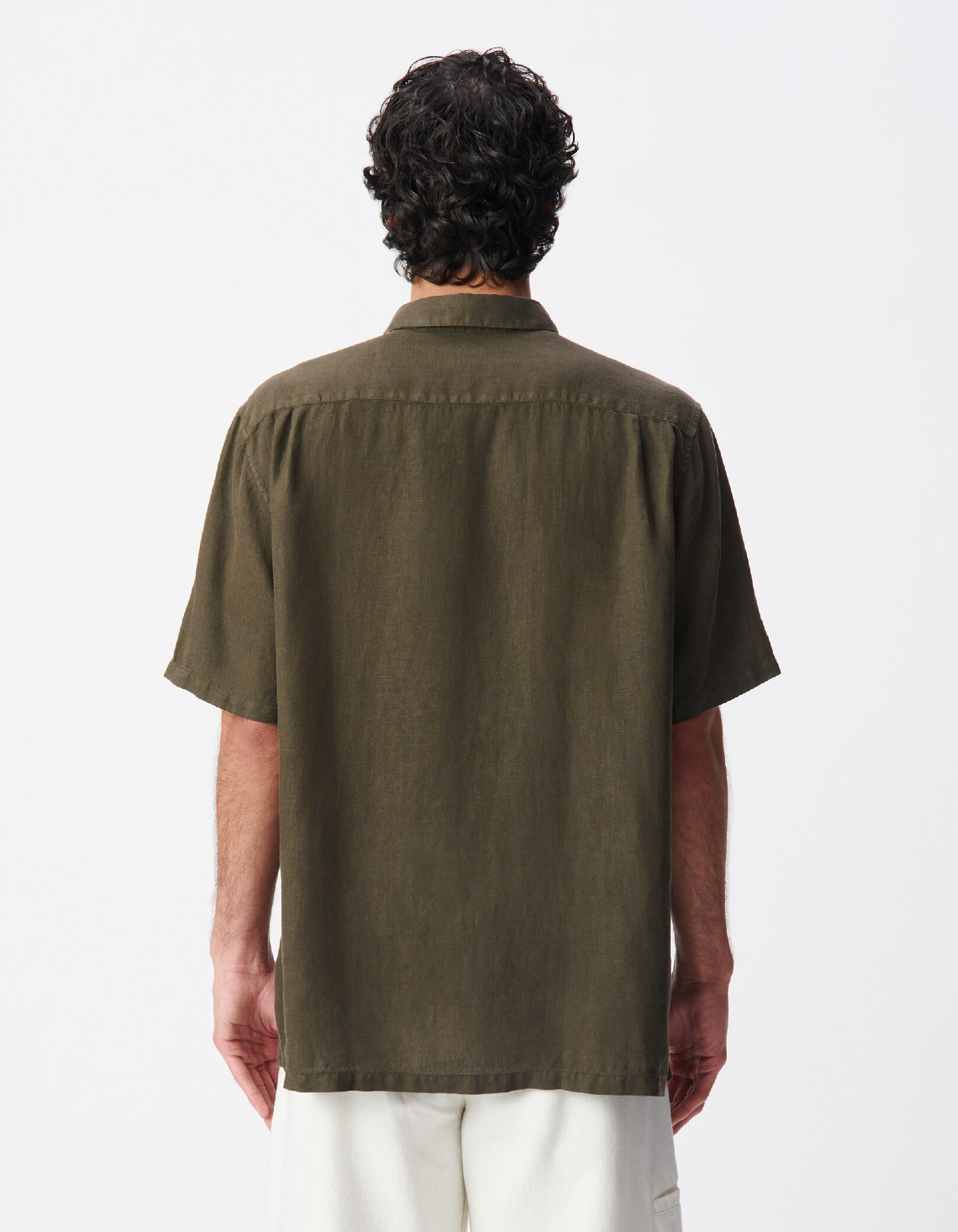 Chemise regular kaki 100% lin Homme