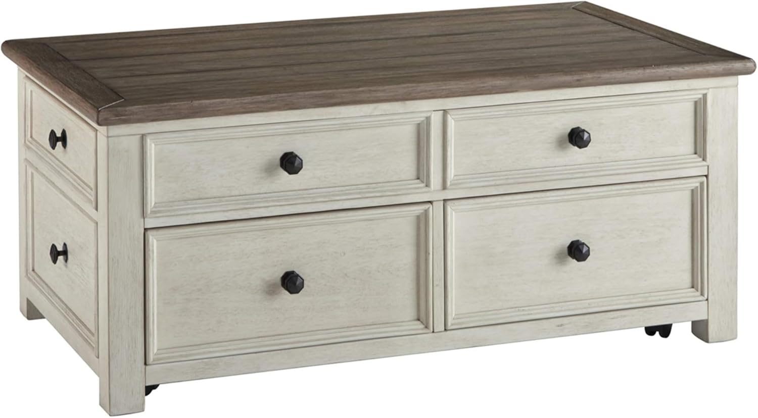 Signature Design by Ashley Bolanburg Lift-Top Coffee Table with Storage Two-Tone Rustic Farmhouse Cocktail Table – Brown/White