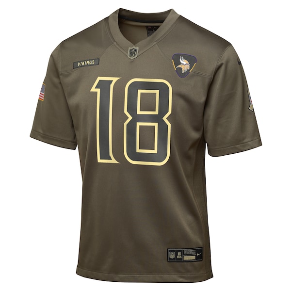 Justin Jefferson Minnesota Vikings Nike Youth 2025 Salute to Service Game Jersey - Olive