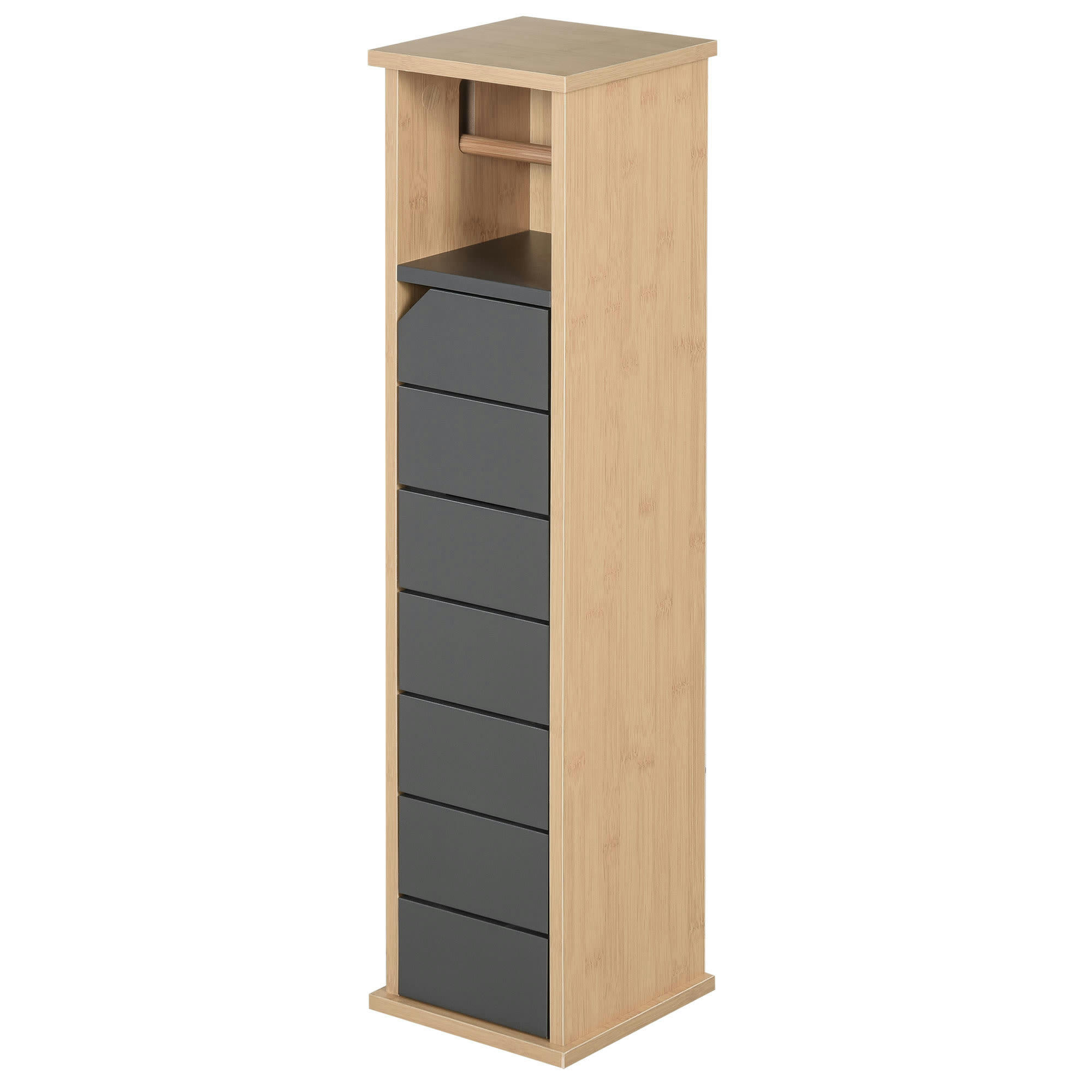 - Support papier toilette - 2 niveaux, sortie papier - gris bambou