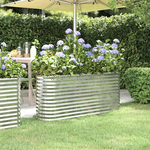 NNEVL Garden Planter Powder-coated Steel 152x40x68 cm Silver