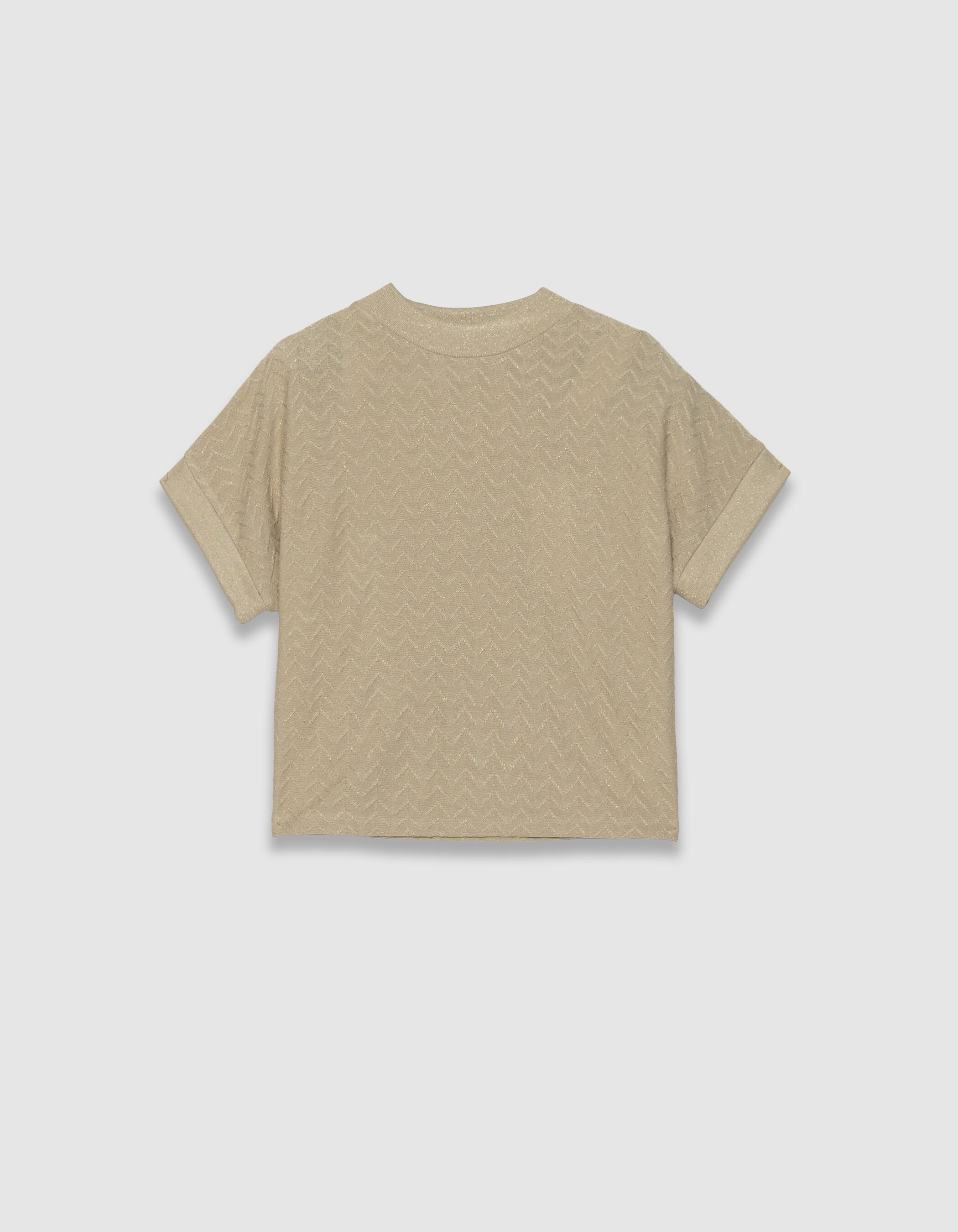 Tee-shirt manches courtes noir lurex maille ajourée Femme