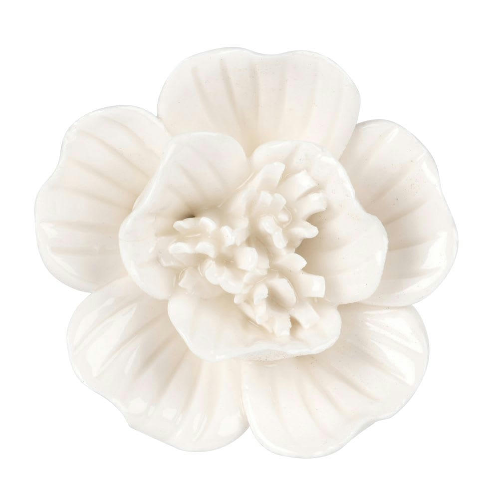 - Bouton de porte fleur en céramique blanche