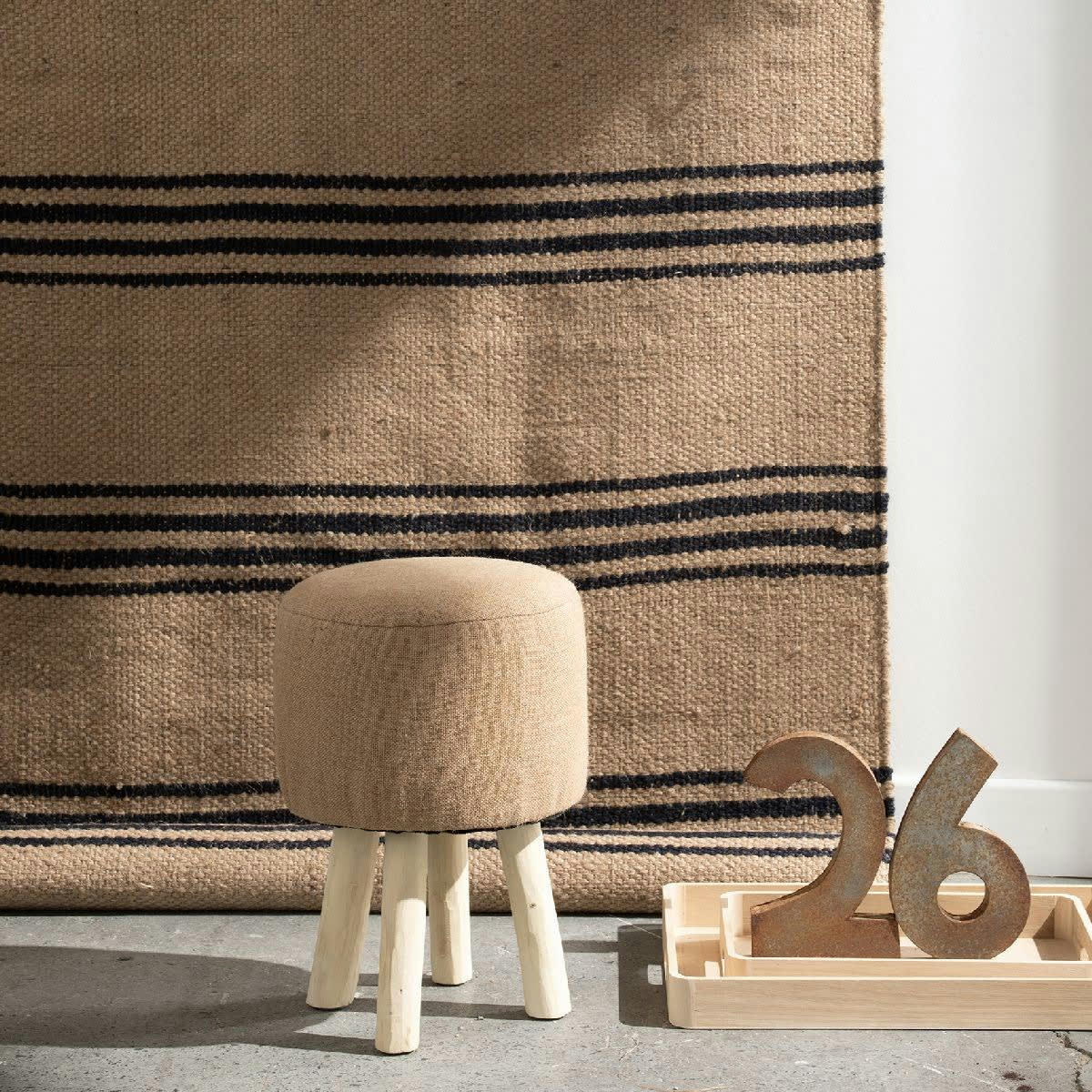 INDIES - Tabouret en bois beige