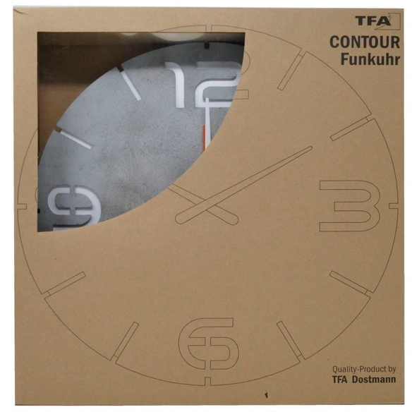 Wanduhr, Durchmesser: 35 cm Ø, Tiefe: 3,5 cm, betongrau|weiß