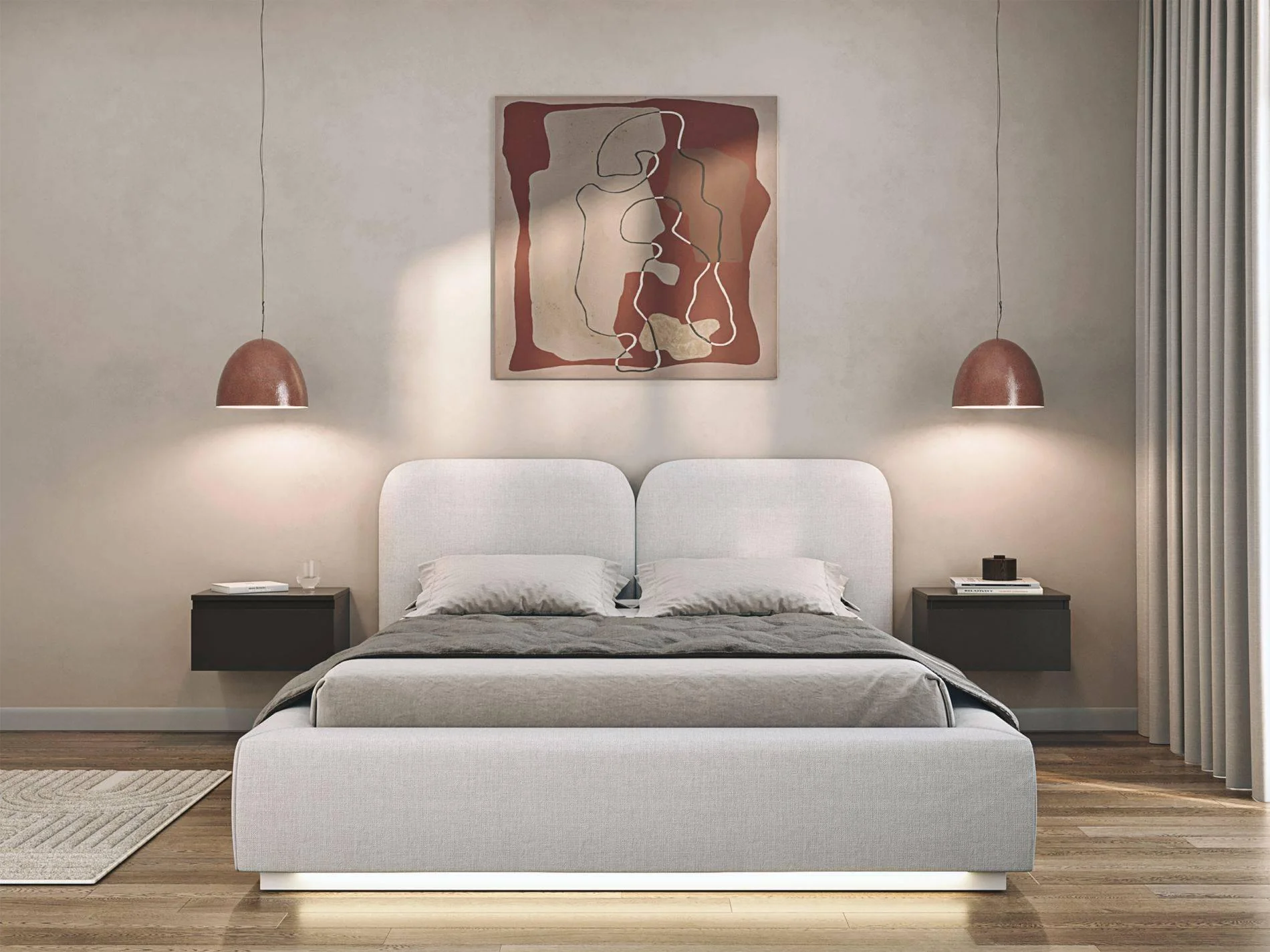 Bedframe Cremona chenille 140 x 200 cm met verlichting en opbergruimte