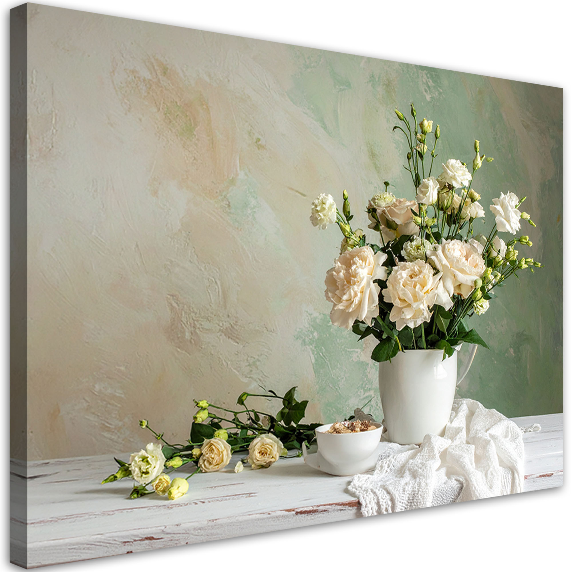 Obraz do salonu sypialni, Kwiaty w stylu shabby chic bukiet róż 30x20