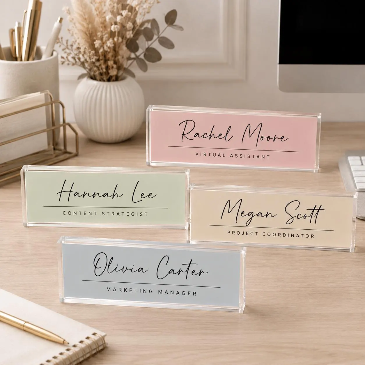 Personalized Office Desk Name Plate, Custom Acrylic Name Sign for Coworker, Employee Appreciation Gift, Home Office Desk Decor
