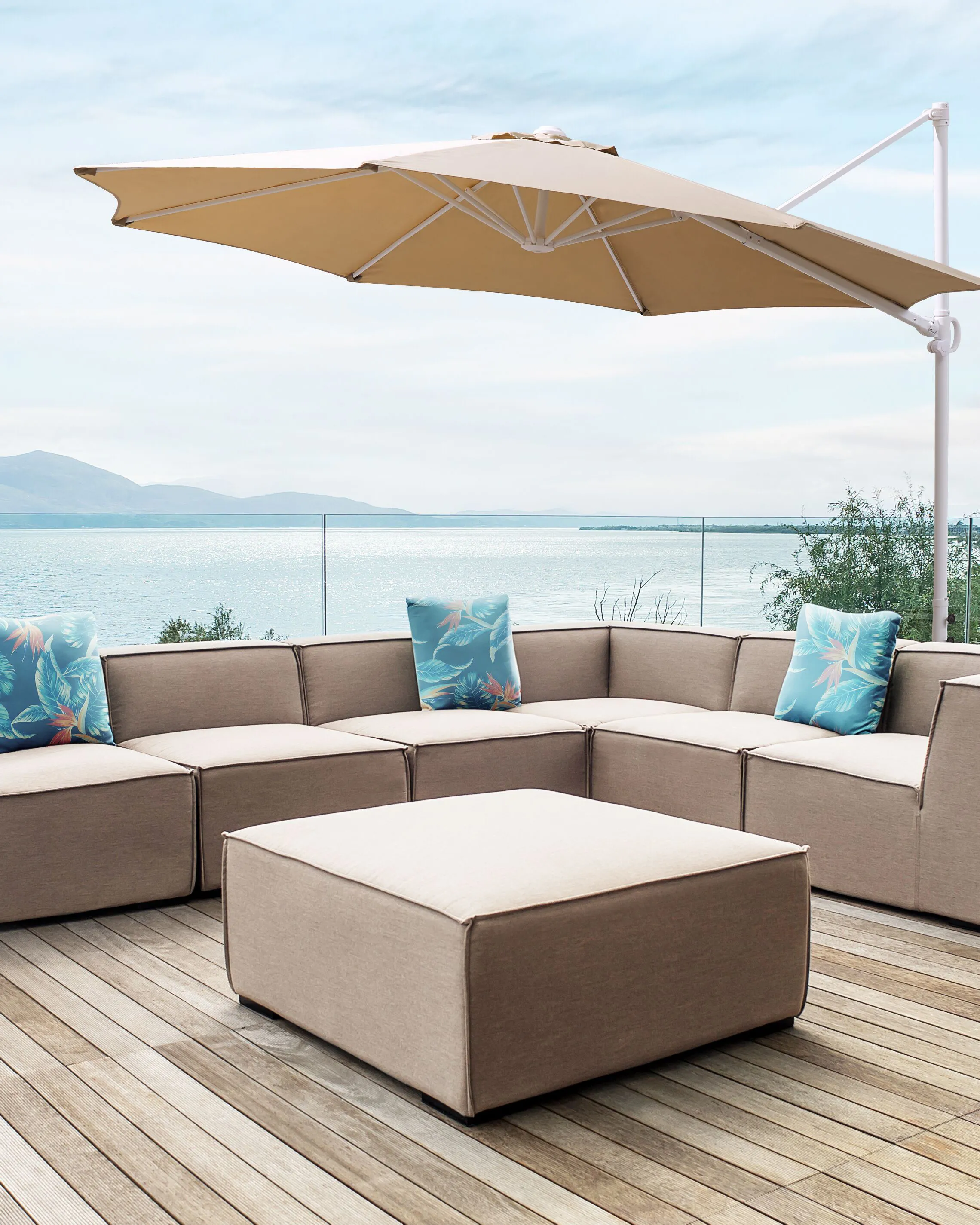 Cantilever Parasol 295 cm SAVONA II Taupe