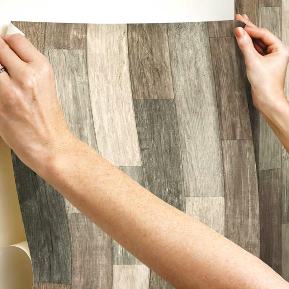 RoomMates Peel & Stick Removable Wallpaper, Repositionable & Washable, 20.5-in x 16.5-ft, Dark Weathered Plank