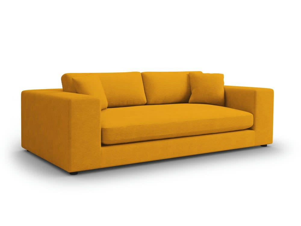TENDANCE - Canapé 4 places en tissu structuré jaune