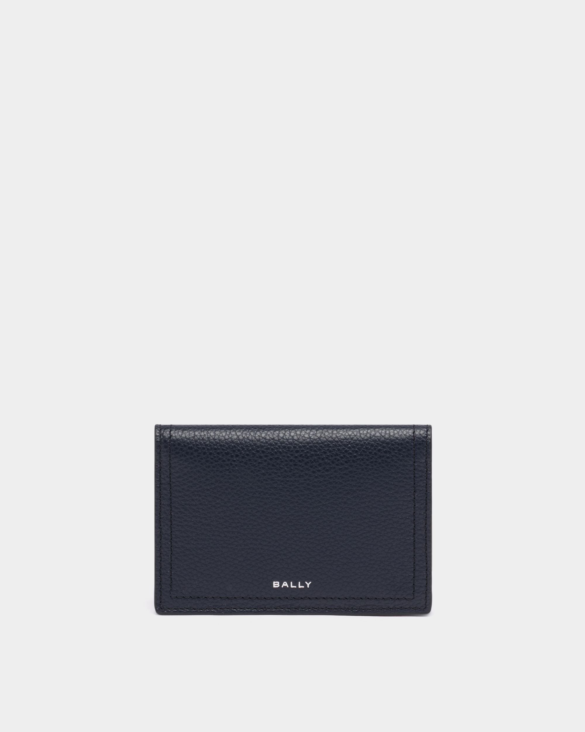Kartenetui Capitol aus genarbtem Leder in Navy Blue