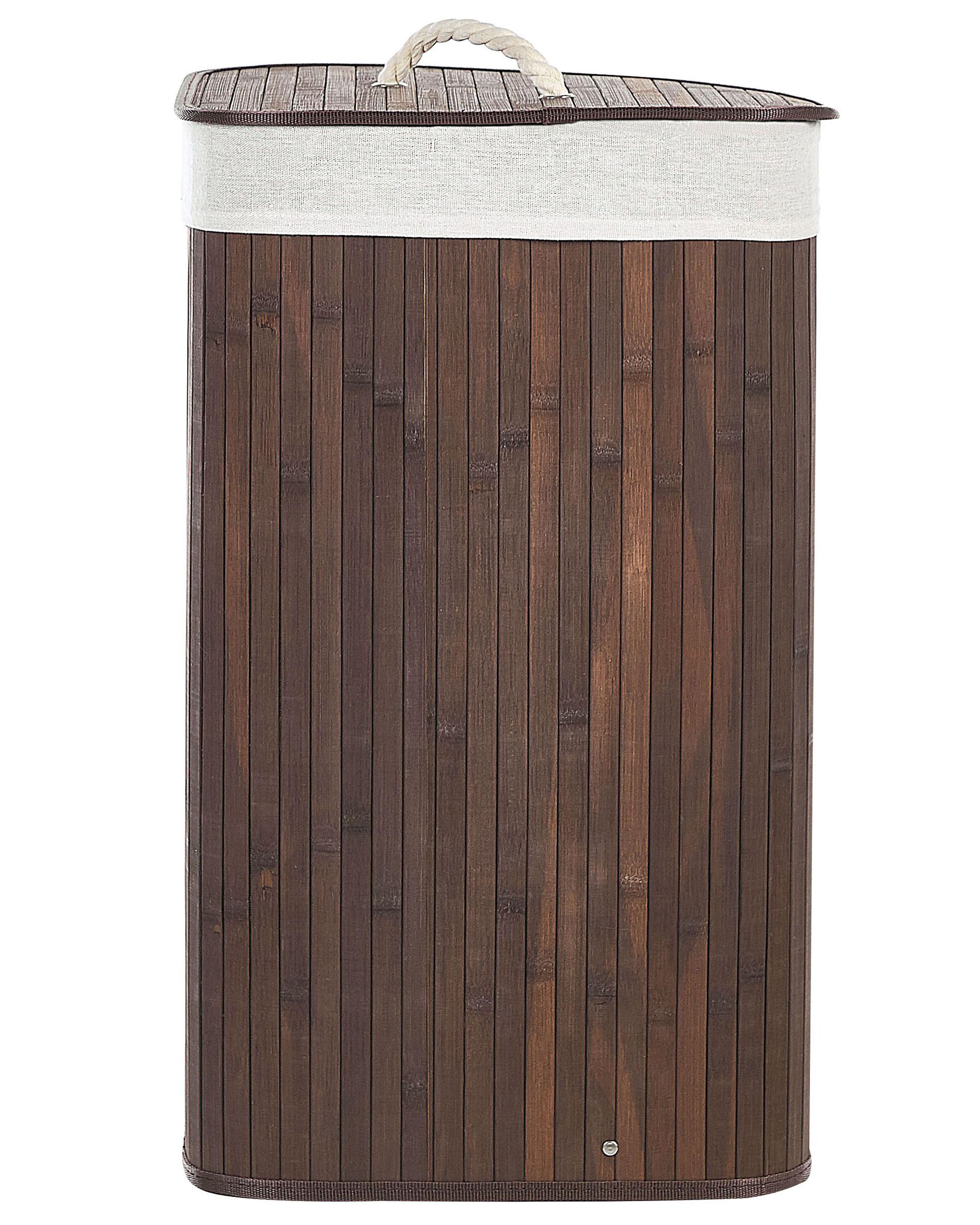Laundry Basket MATARA Bamboo Dark Brown 57 L