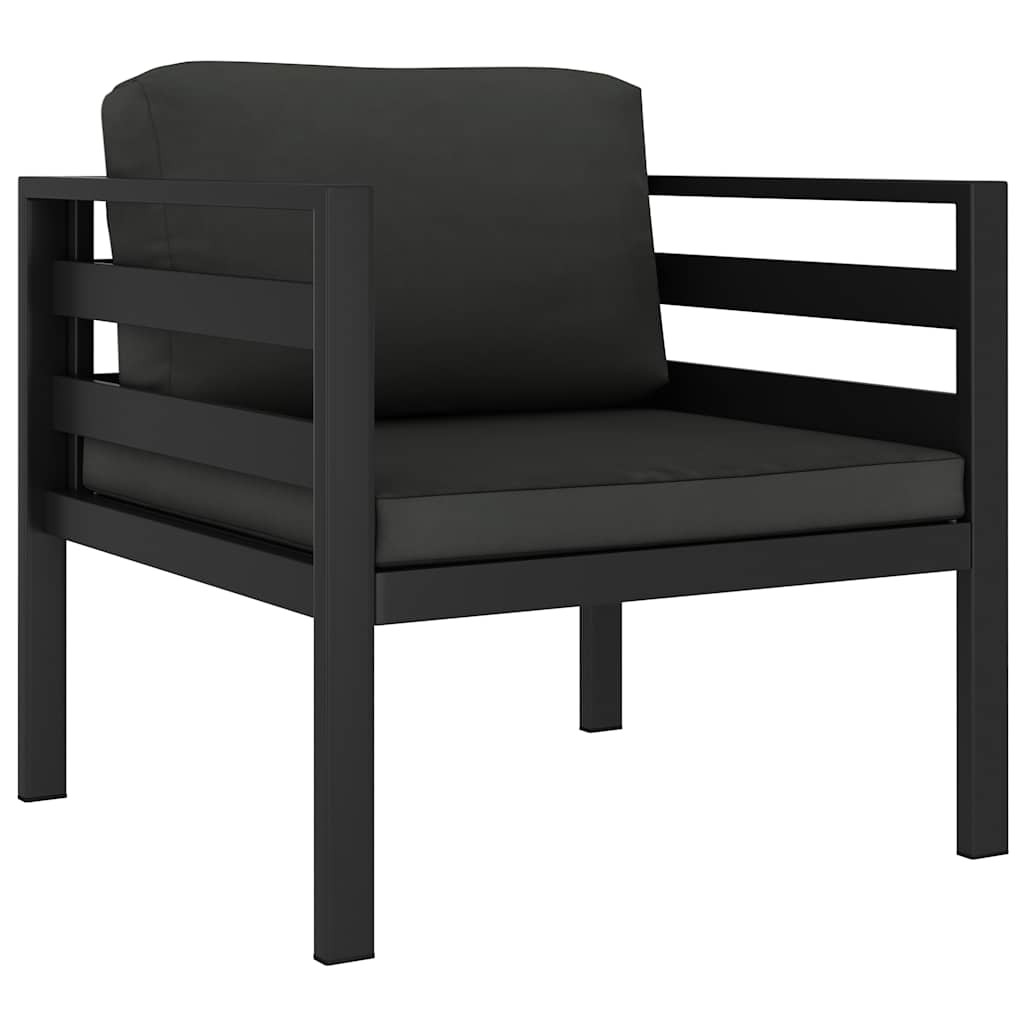 Fotel z poduszkami aluminium antracytowy