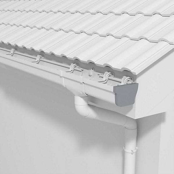 Lot de 2 fonds de gouttière pour gouttière PVC moulurée - Gris
