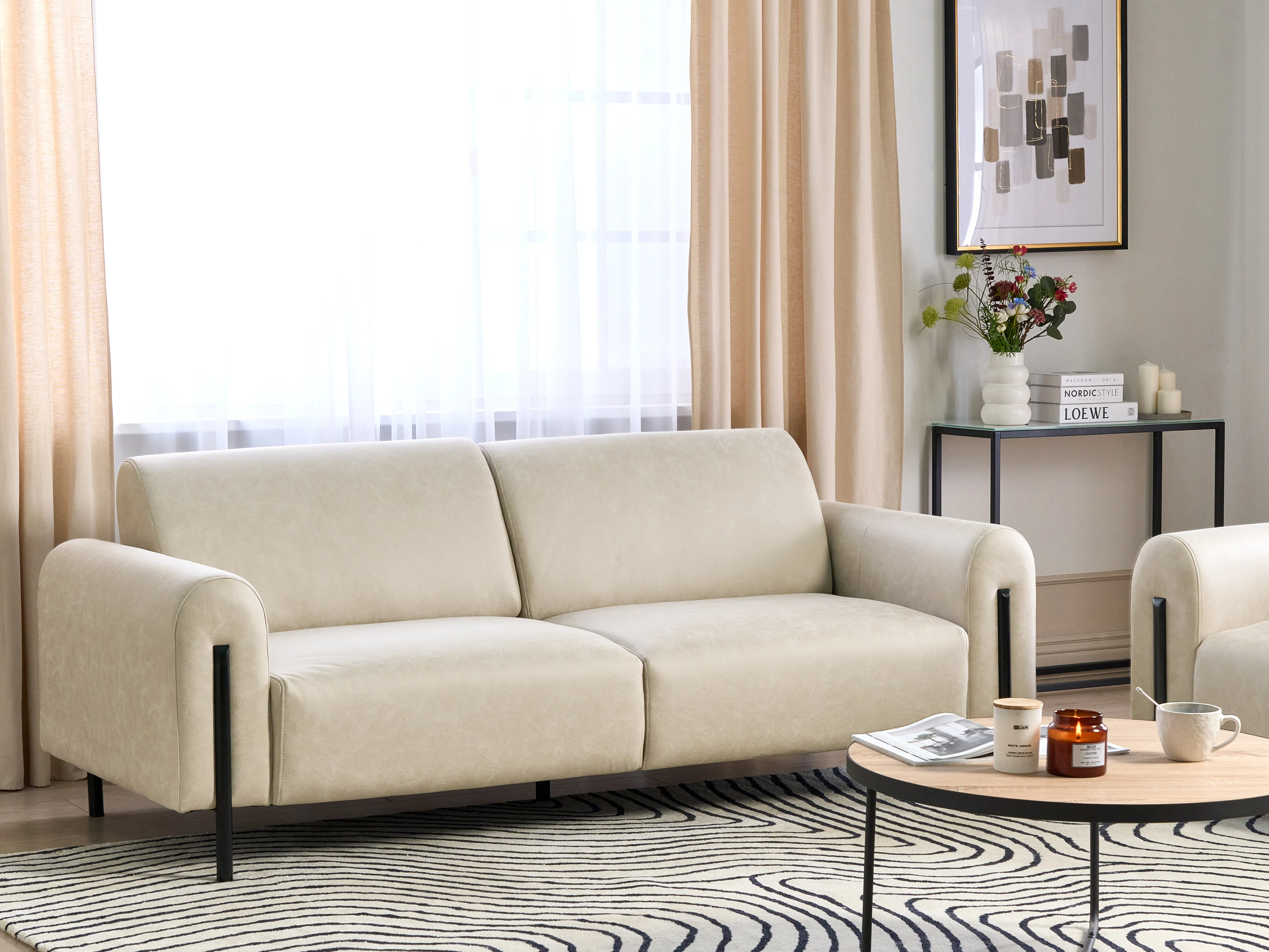 Sofa 3 Seater ASKIM Fabric Beige