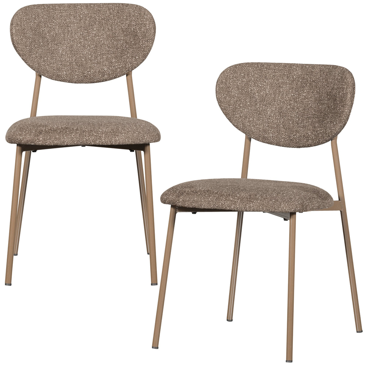 WOOOD eetkamerstoelen Valor - Polyester - Zand- Set van 2