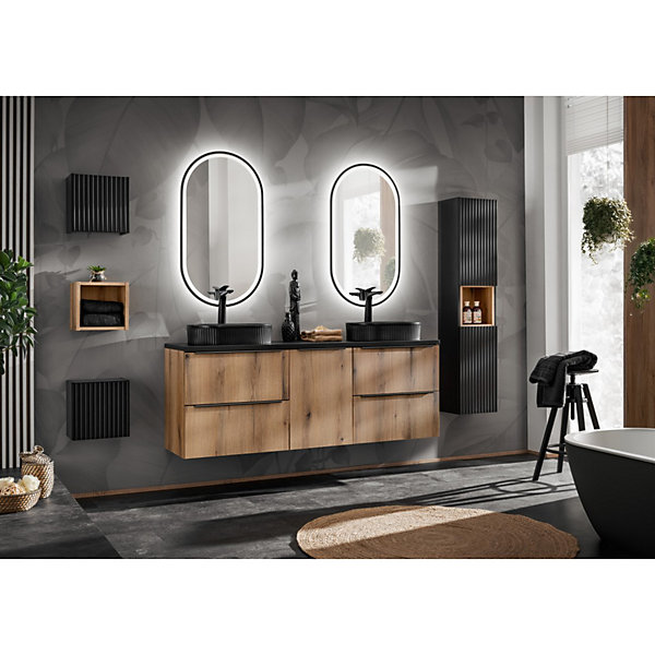 Meuble de rangement salle de bain VANOPanier à lingeCheneL40 x P39 x H57 cmMeuble suspendu