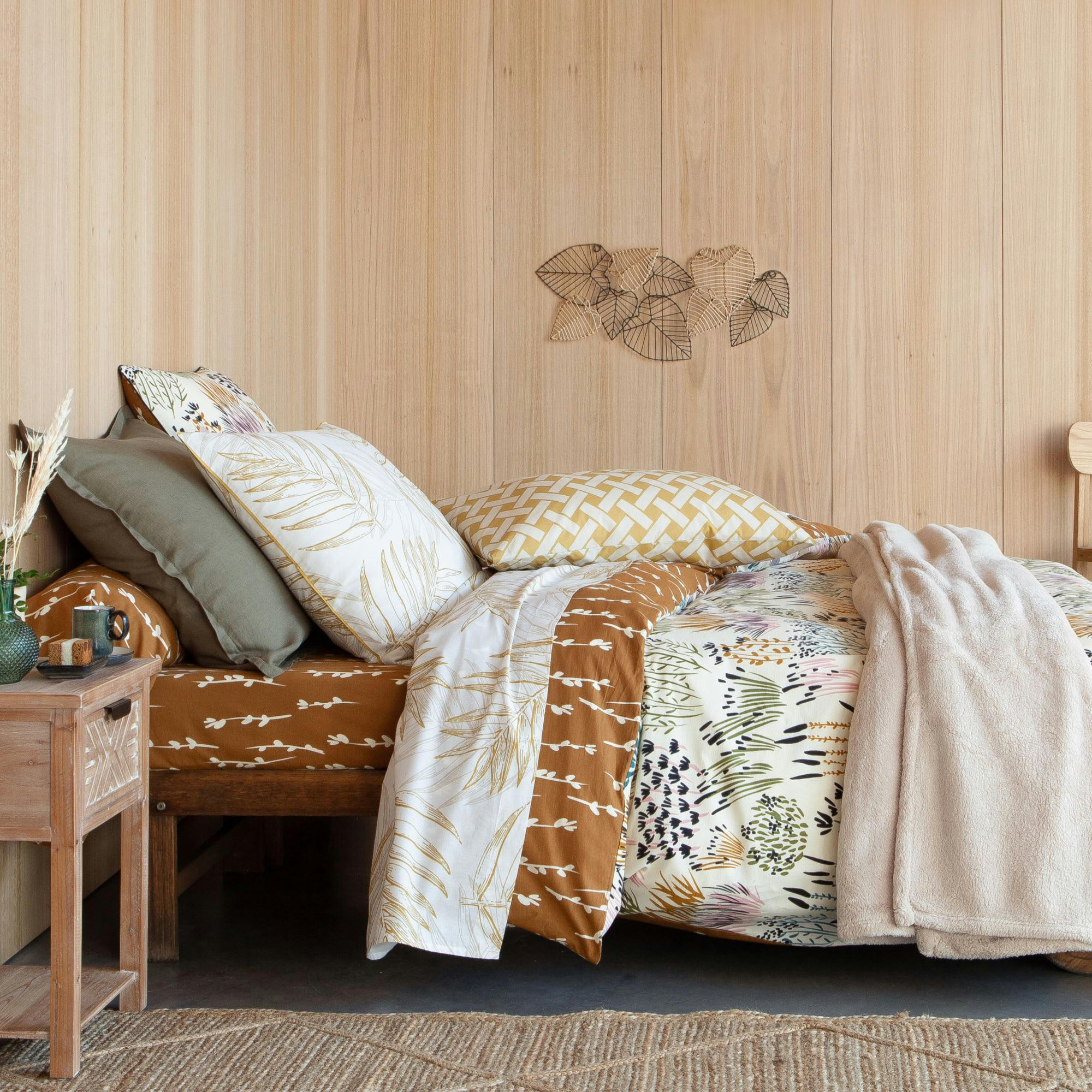 ROZZO - Drap-housse 90x190x28 beige en coton