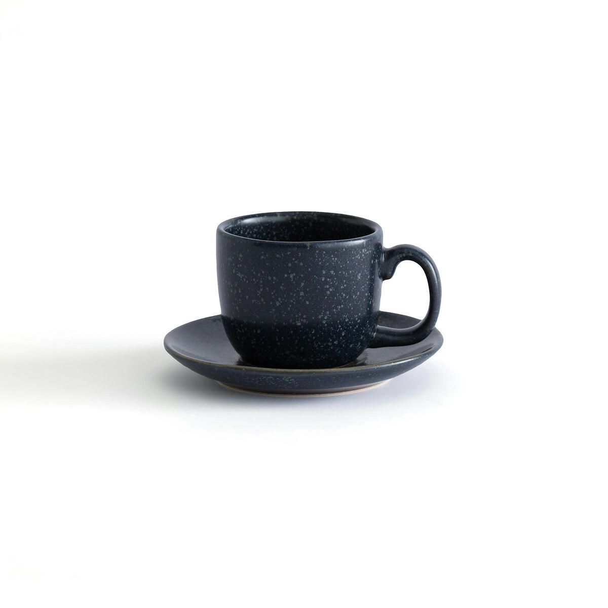 Lot 4 tasses expresso, grès émaillé réactif, Preto