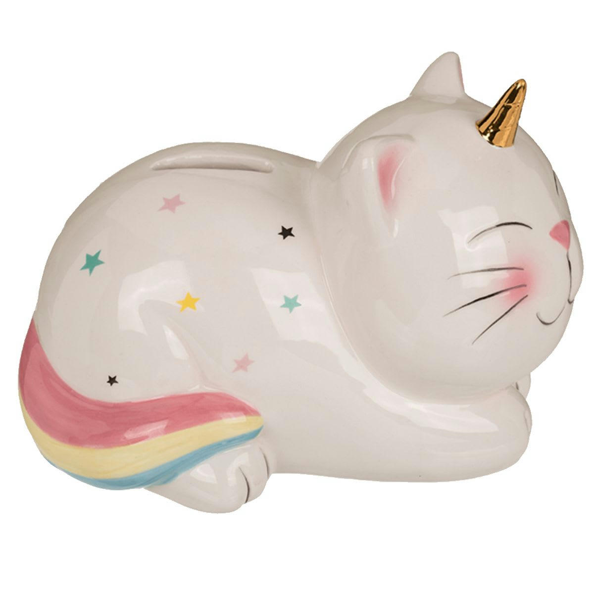 CHAT - Tirelire chat licorne H12cm