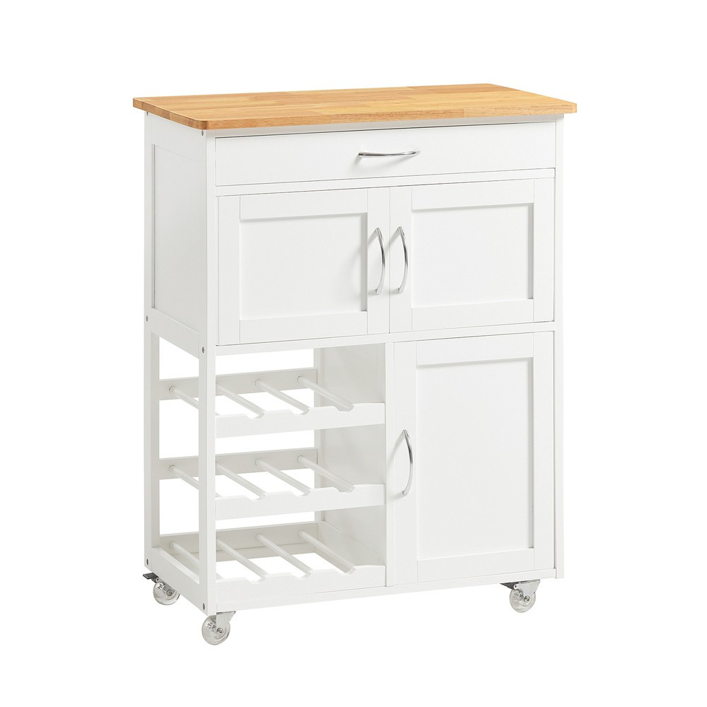 SoBuy Wózek kuchenny z szufladą Biały 67x37.5x86cm Nowoczesny FKW45-NW