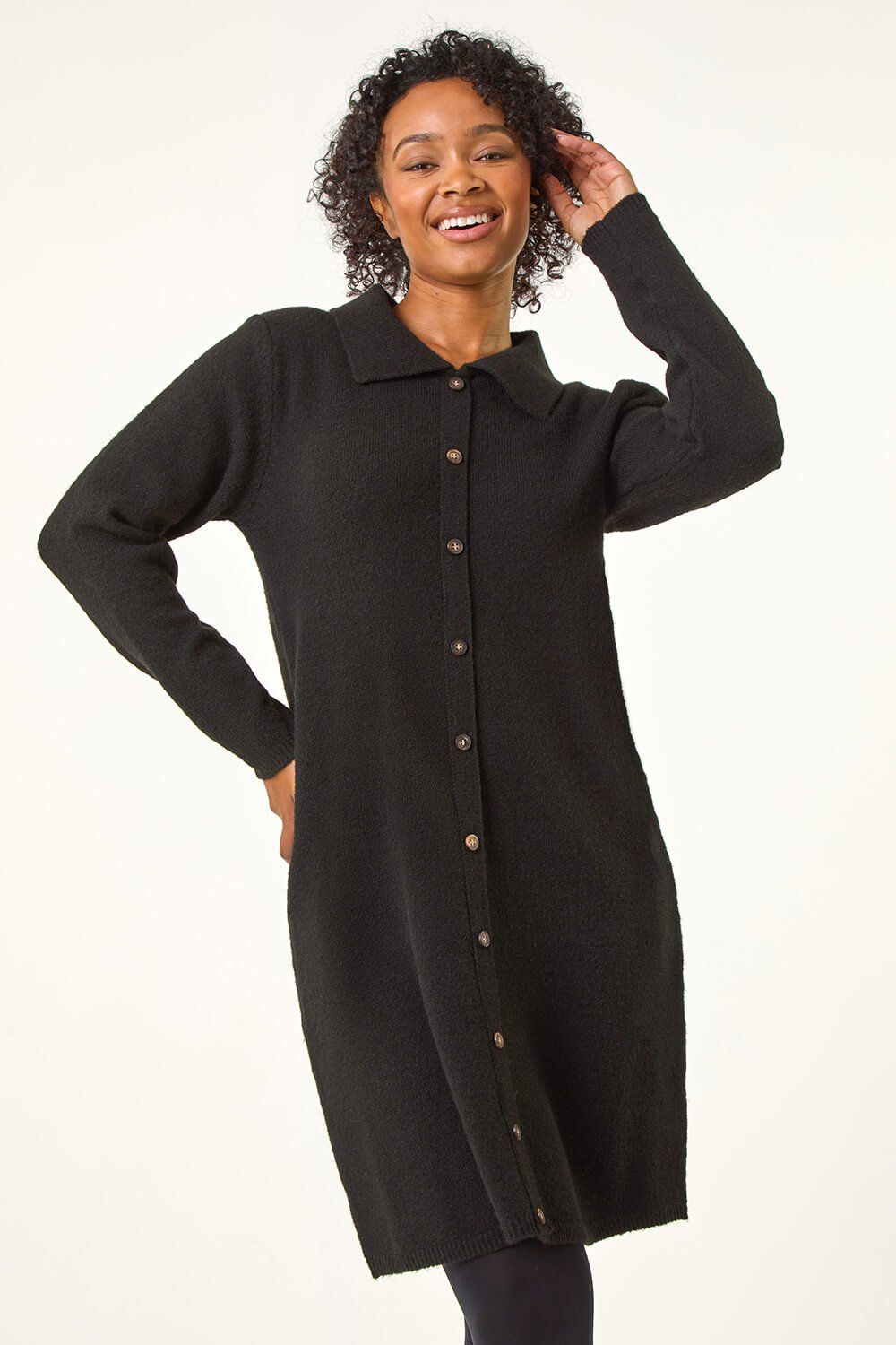 Roman Petite Collared Knit Shift Dress