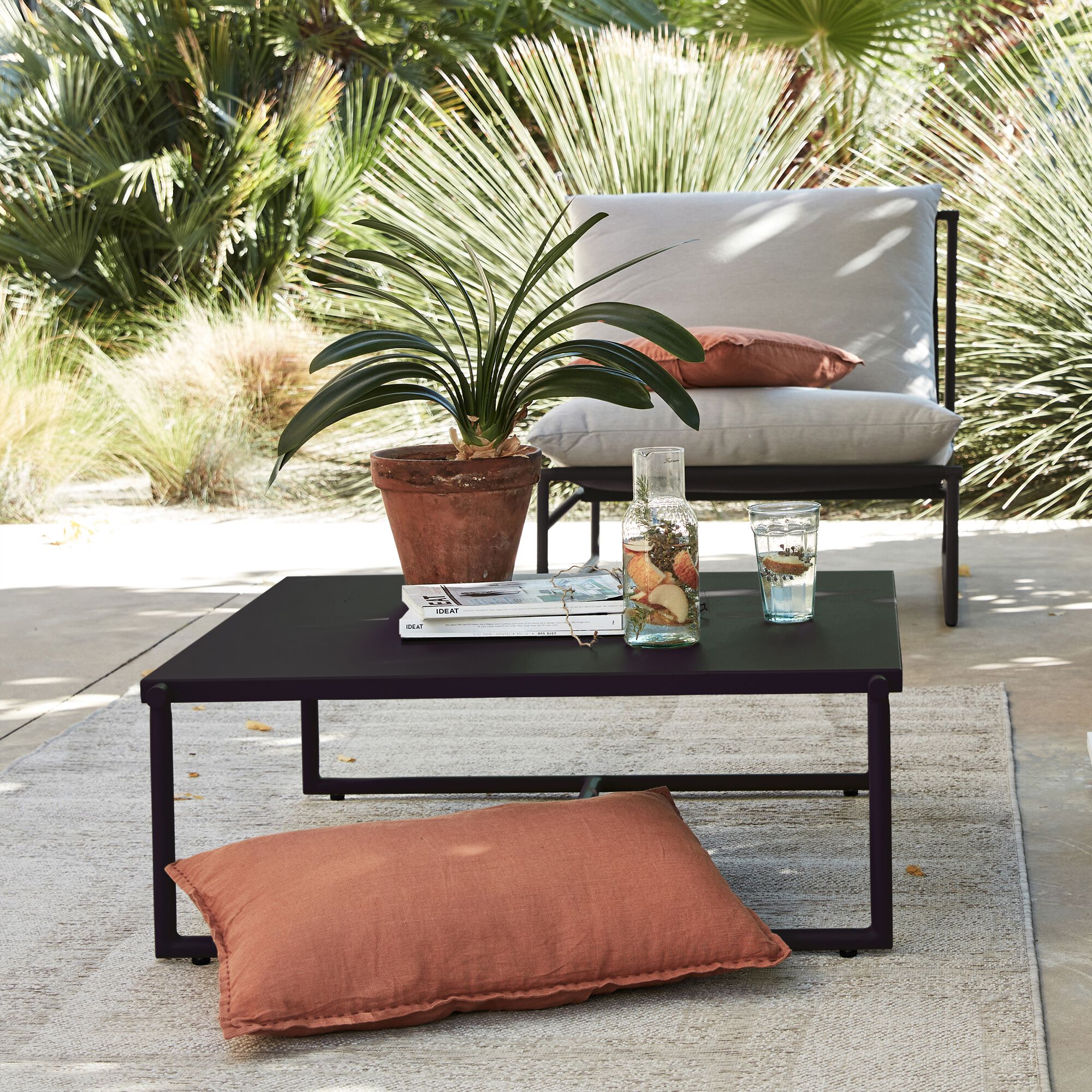 LANTA - Salon de jardin en aluminium - noir (2 places)