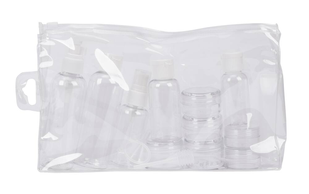 Maple Leaf Refillable Leak-Proof Carry-On Travel Toiletry Bottle & Container Set w/ Clear Pouch 16-pc