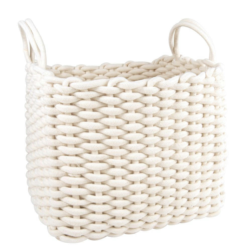 - Panier rectangulaire en coton recyclé blanc