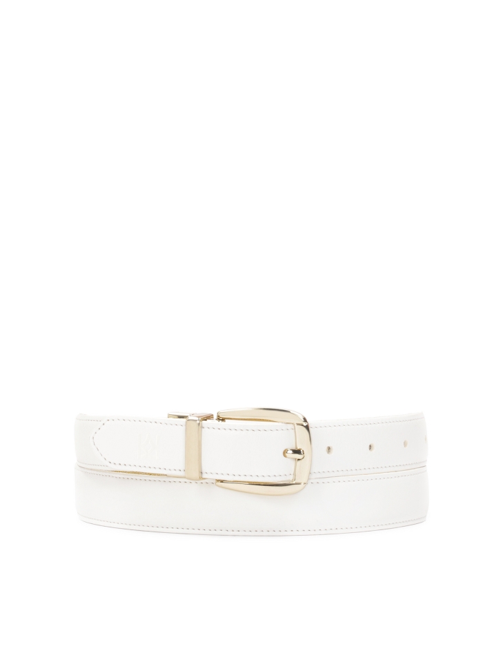 White-gold belt with a rotating buckle