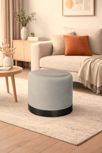 Pufa LUX elegancka podstawa metalowa czarna MG17