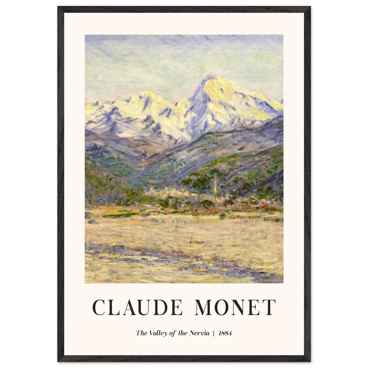 Artfulprints Poster met Lijst Claude Monet - The valley of the Nervia  - 70x100 cm - Bruin