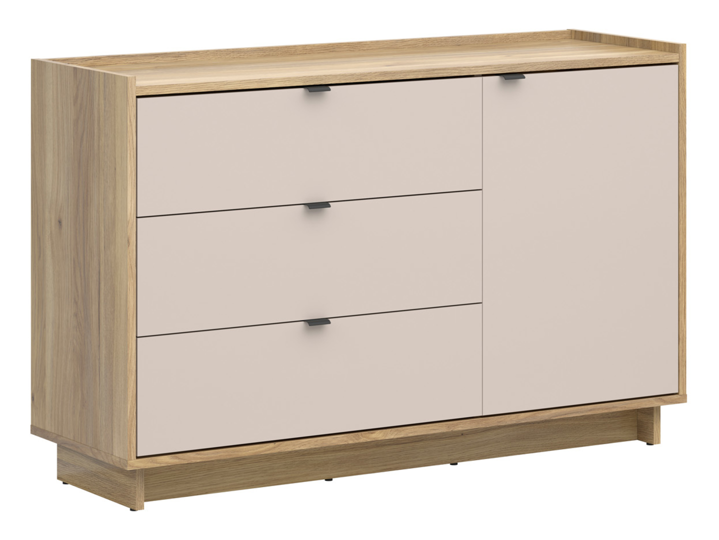 Komoda Dalva 134 cm z drzwiami i 3 szufladami dąb mauvella/kaszmir