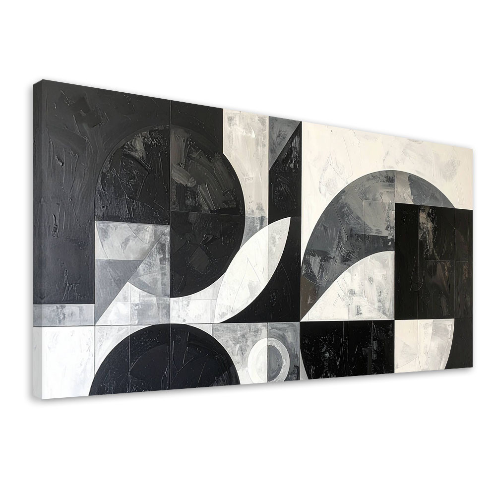 Obraz do salonu biura, Abstrakcja geometryczna czarno biały 80x40