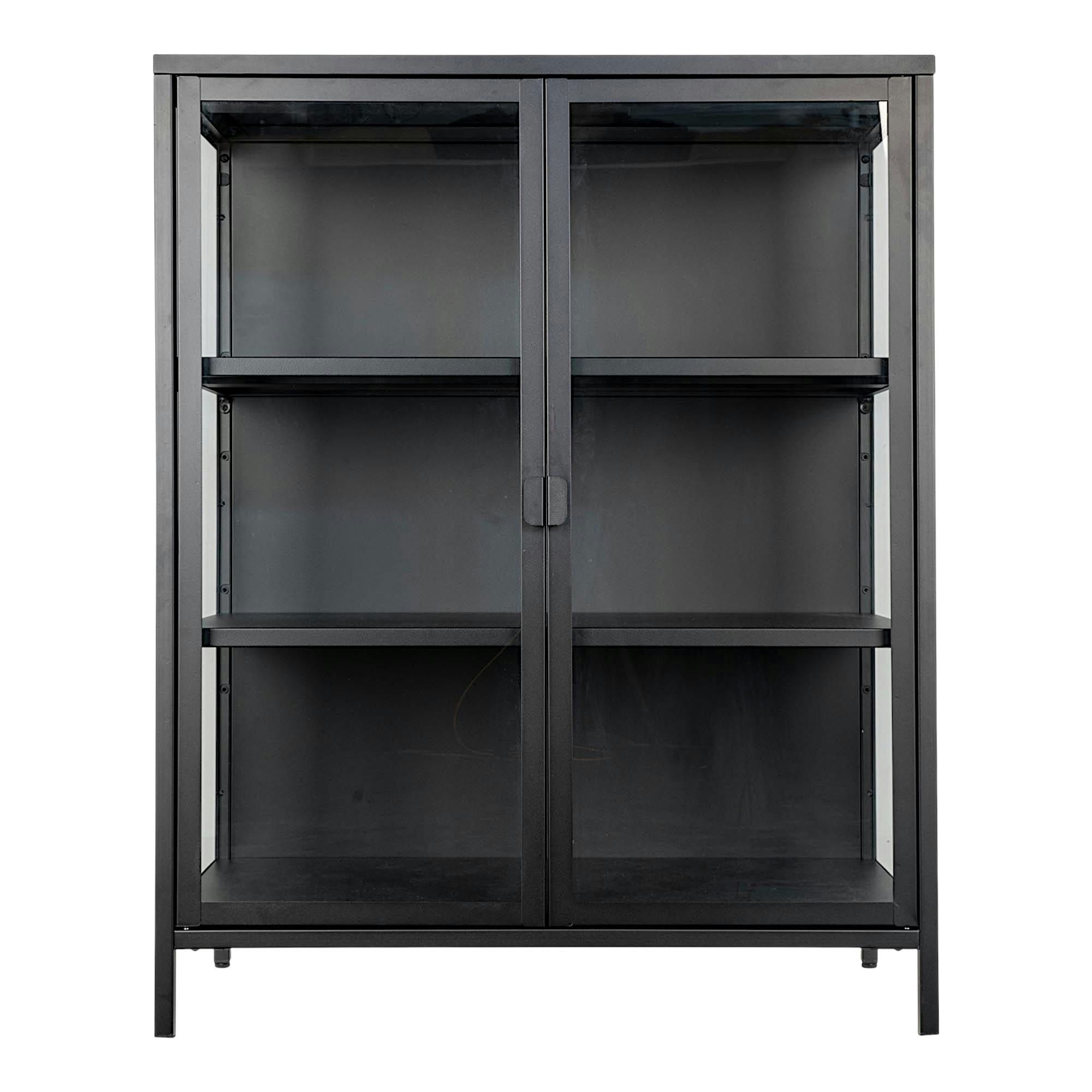 Vitrine métal noir verre 2 portes 101 cm ODENSE