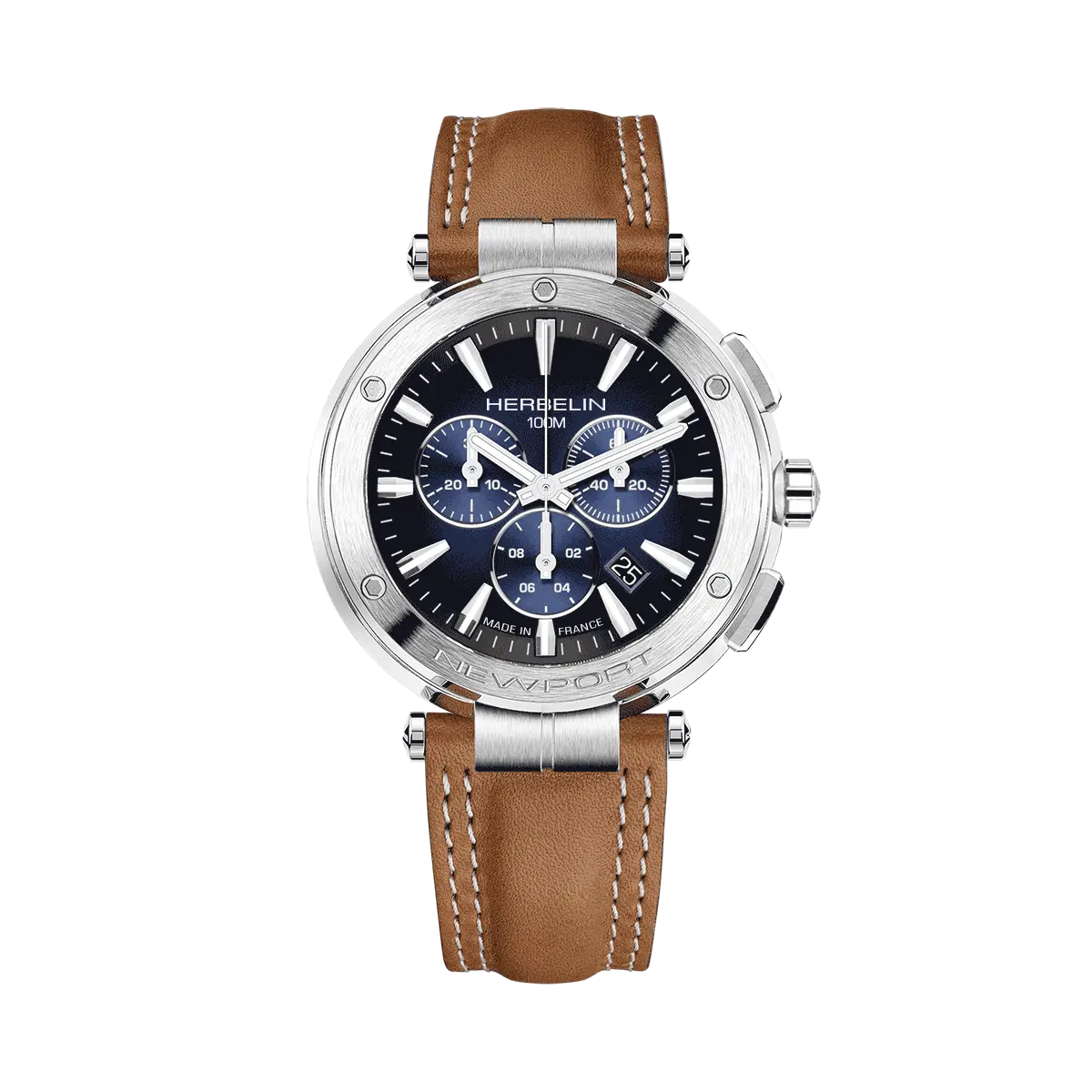 NEWPORT – CHRONOGRAPHE – NOIR & CUIR CAMEL