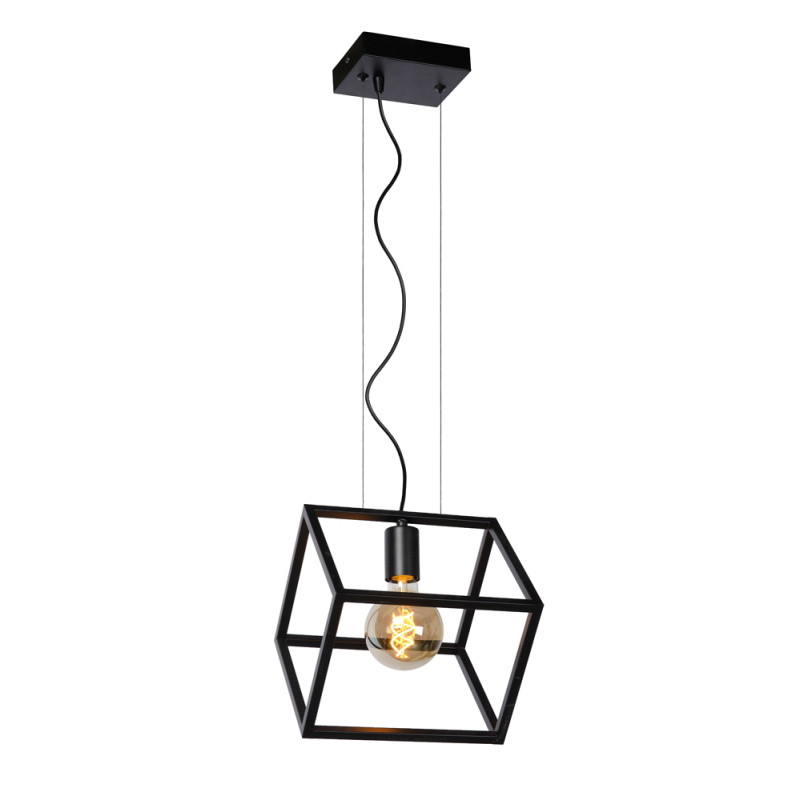 Suspension Fabian noire E27 40 W LUCIDE