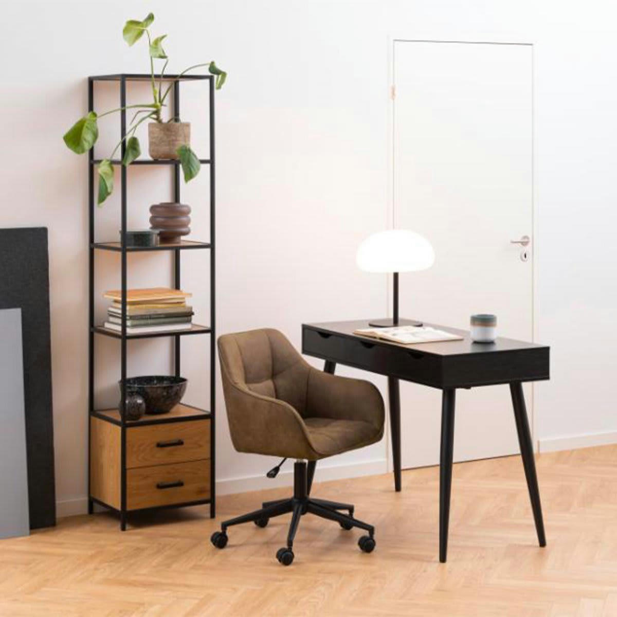 PLUTON - Bureau en bois foncé 3 tiroirs