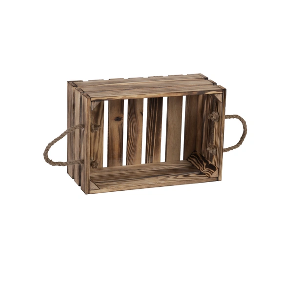 Holzkiste, BxHxL: 27 x 18 x 40 cm, braun-geflammt