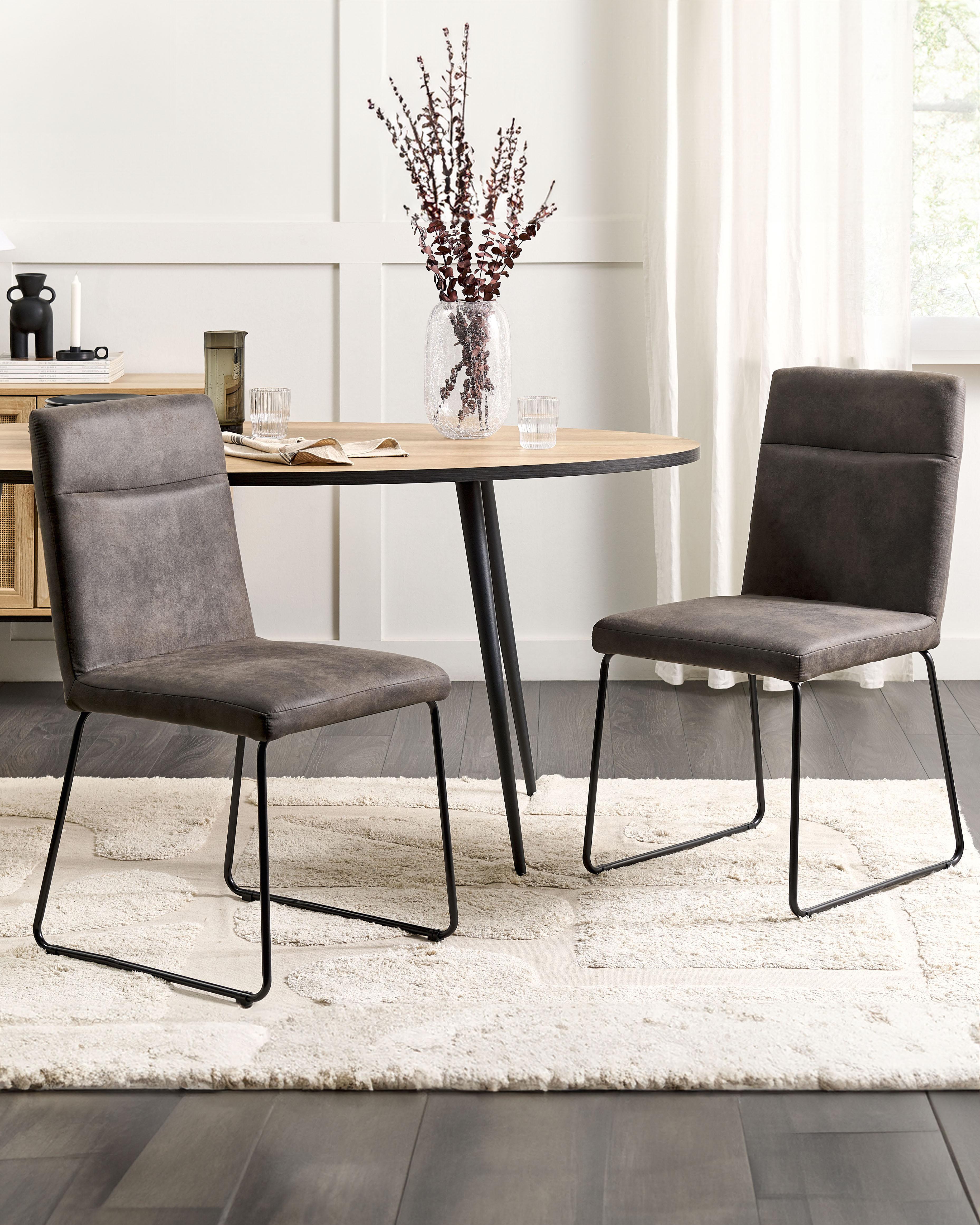 Set of 2 Dining Chairs NEVADA Fabric Dark Grey