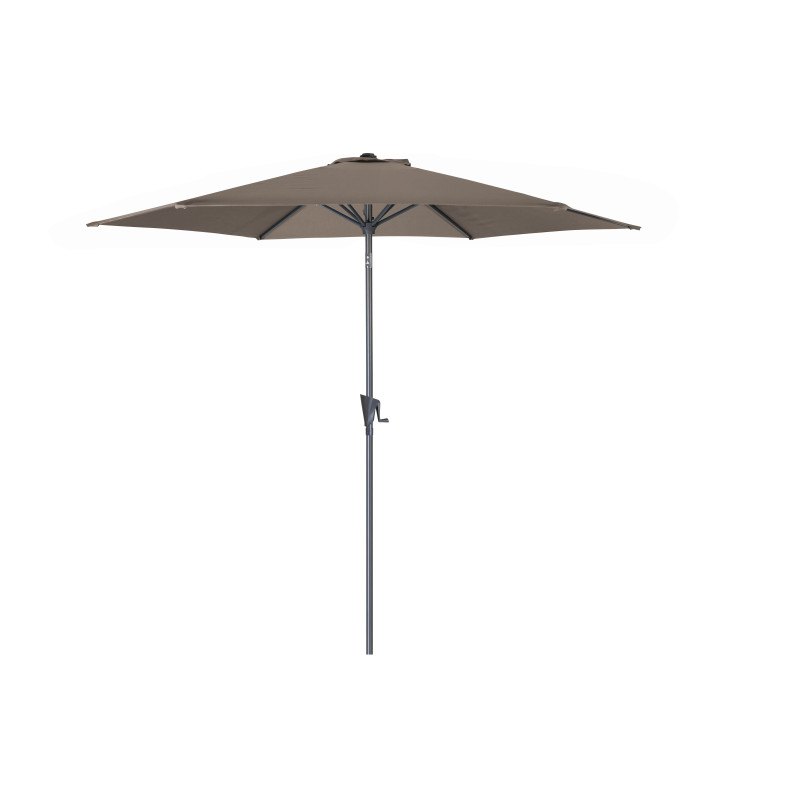 Parasol droit inclinable taupe avec manivelle Ø 300 cm
