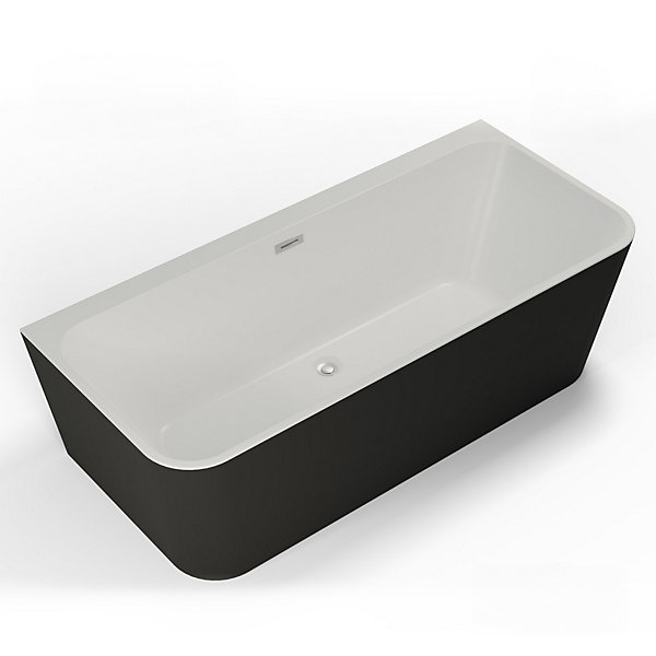 Baignoire semi-îlot murale Mint 170, noir mat, 170x81 cm, by Spalina