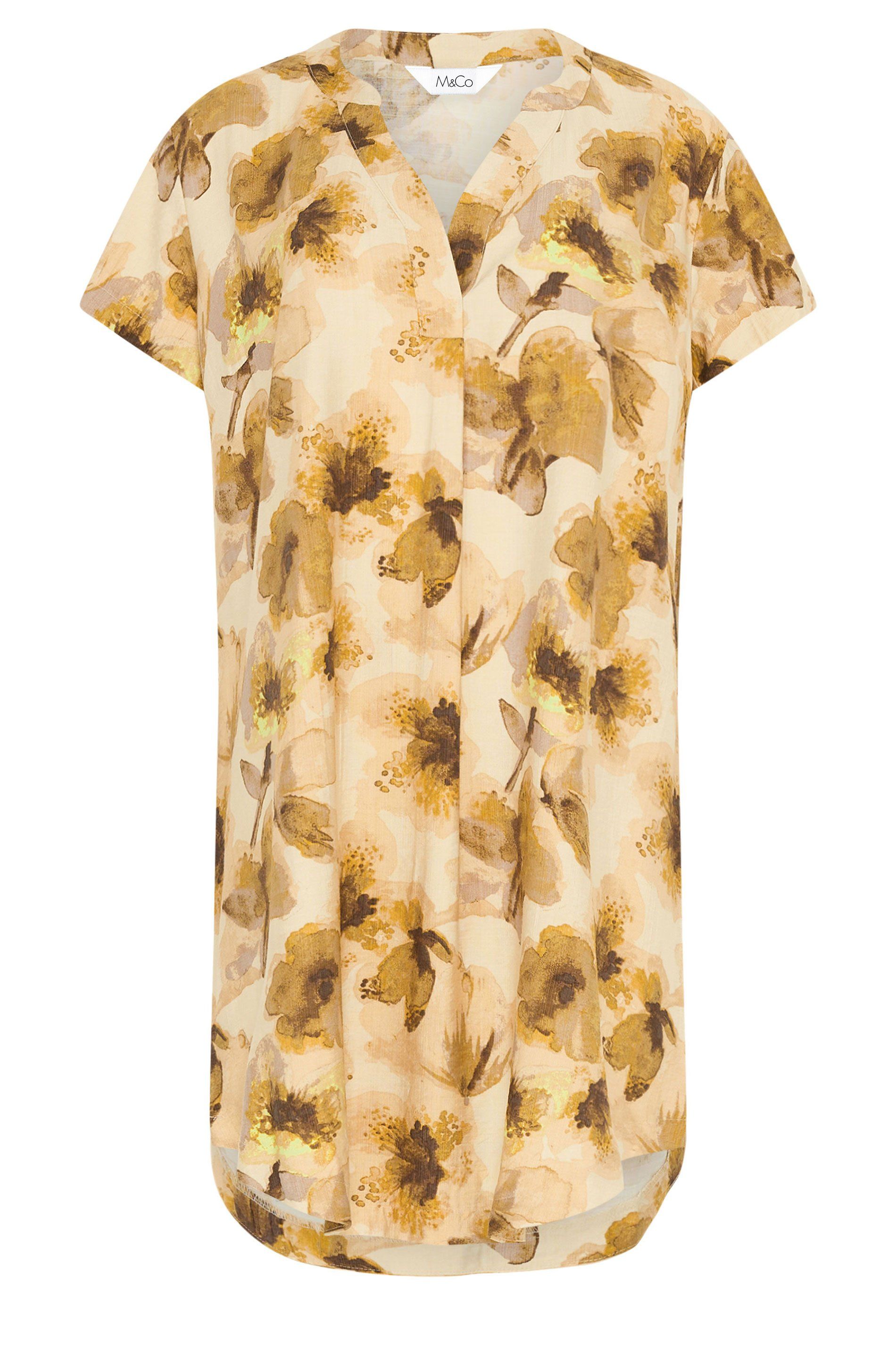 M&Co Floral Print Notch Neck Mini Dress